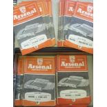 Arsenal, a collection of 104 home football programmes, 1955/56 17, 1956/57 22, 1957/58 19, 1958/59