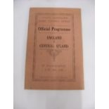 1928 Rugby League, Central Queensland v England, a programme from the game played at Rockhampton