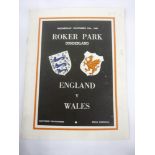 1950 England v Wales, a programme from the game played at Sunderland on 15/11/1950