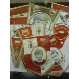 Manchester Utd Memorabilia, a collection of 9 plastic pennants to include, Bobby Charlton, Brian