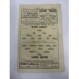 1937/38 Derby County v Leeds Utd, a programme from the game played on 13/11/1937, very slight