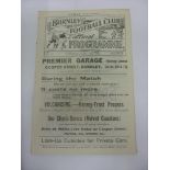 1922/23 Burnley A v Blackburn A, a programme from the North East Combination Challenge Shield on