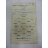 1960/61 Burnley Reserves v Manchester Utd Reserves, a single sheet programme for the game payed on