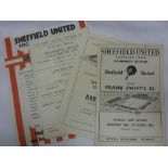 Sheffield Utd, a collection of 4 special home programmes, 1955/56 Swifts XI, 1956/57 Radnicki (