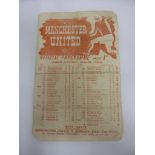 1944/45 Manchester Utd v Stoke City, a programme from the game played on 04/05/1946 (S/S, fld)