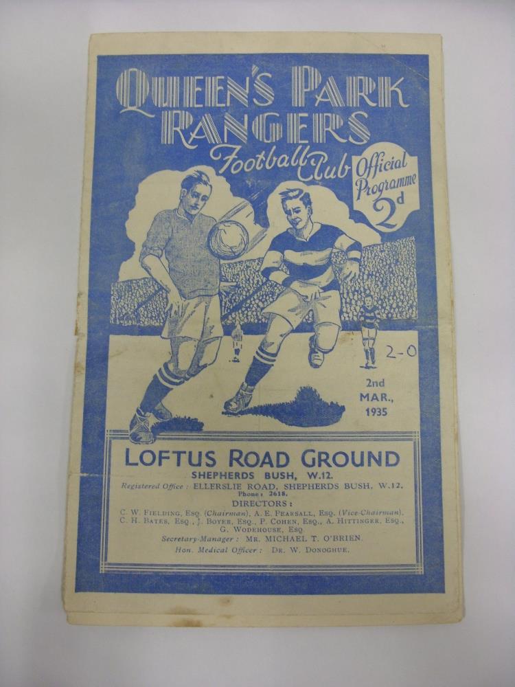 1934/35 Queens Park Rangers v Gillingham, a programme for the game played on 02/03/1935, sof,