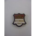 1947 Football Association Stewards Badge, Charlton v Burnley, Red/White/Blue Enamel