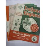 Northern Ireland v England, a collection of 7 football programmes from games played at Windsor Park,