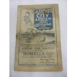 1938/39 Cardiff City v Torquay, a football programme from the game played on 22/04/39, in slightly