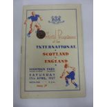 1937 Scotland v England, a programme from the game played at Hamdpen Park on 17/04/1937, rusty