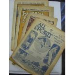 A collection of 4 football/sport magazines from the 1920's, in various condition, 1923 Football