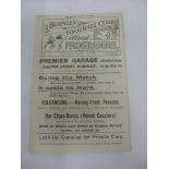 1922/23 Burnley Reserves v Stoke Reserves, a programme from the game played on 17/03/1923, ex