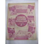 1938/39 Liverpool v Huddersfield Town, a football programme from the game played on 29/10/38, in