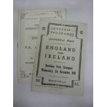 England, a pair of programmes from home games played at Everton, 1947 England v Northern Ireland,