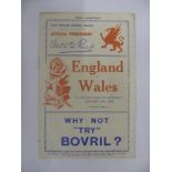 Rugby Union, 1936 Wales v England, a programme from the game played at Swansea on 18/01/1936. This