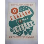 1938 England v Ireland, an ex bound volume programme from the game played at Manchester Utd on 16/