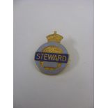 1937 Football Association Stewards Badge, Sunderland v Preston NE, Dark/Light Blue Enamel