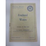 1952 England Schools v Wales Schools, a programme for the game played at Birmingham on 03/05/1952 (