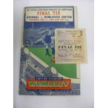 1952 FA Cup Final, Arsenal v Newcastle Utd, a programme and ticket from the game played at Wembley