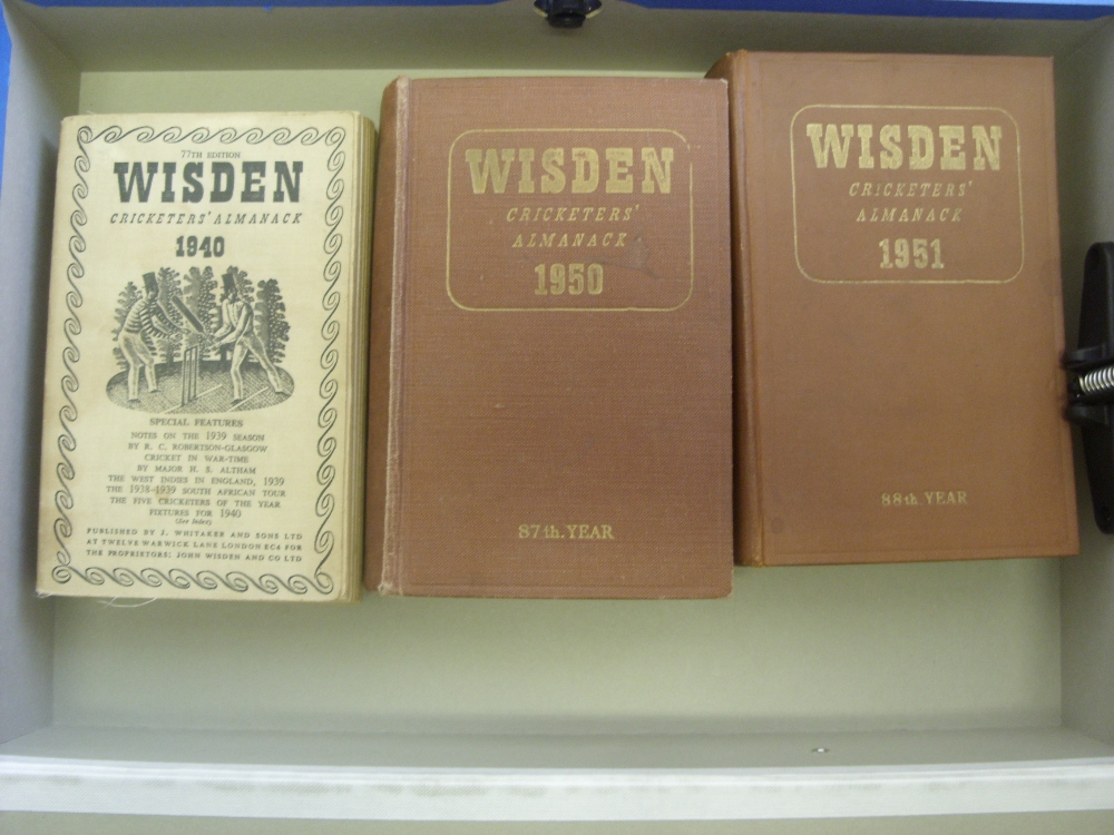 Cricket, Wisdens Cricketers Almanacks, a collection of 3 annuals, 1940 (Rare) Softback, 1950 &