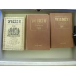 Cricket, Wisdens Cricketers Almanacks, a collection of 3 annuals, 1940 (Rare) Softback, 1950 &