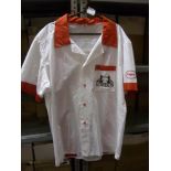 Darts, Eric Bristow, an original match worn players shirt as belonging to Eric, White with Red