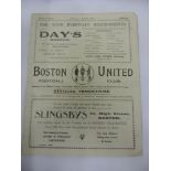 1934/35 Boston Utd v Hull City Reserves, folded, slight tear, a programme from the game played on