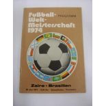1974 World Cup, Germany, Brazil v Zaire, the official programme from the game played on 22/06/1974
