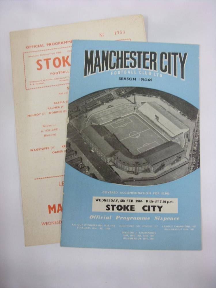 1963/64 Football League Cup Semi-Finals, Stoke City v Manchester City, a pair of programmes from