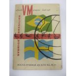 1958 World Cup Final Sweden v Brazil, a football programme from the game played on 29/06/58, in good