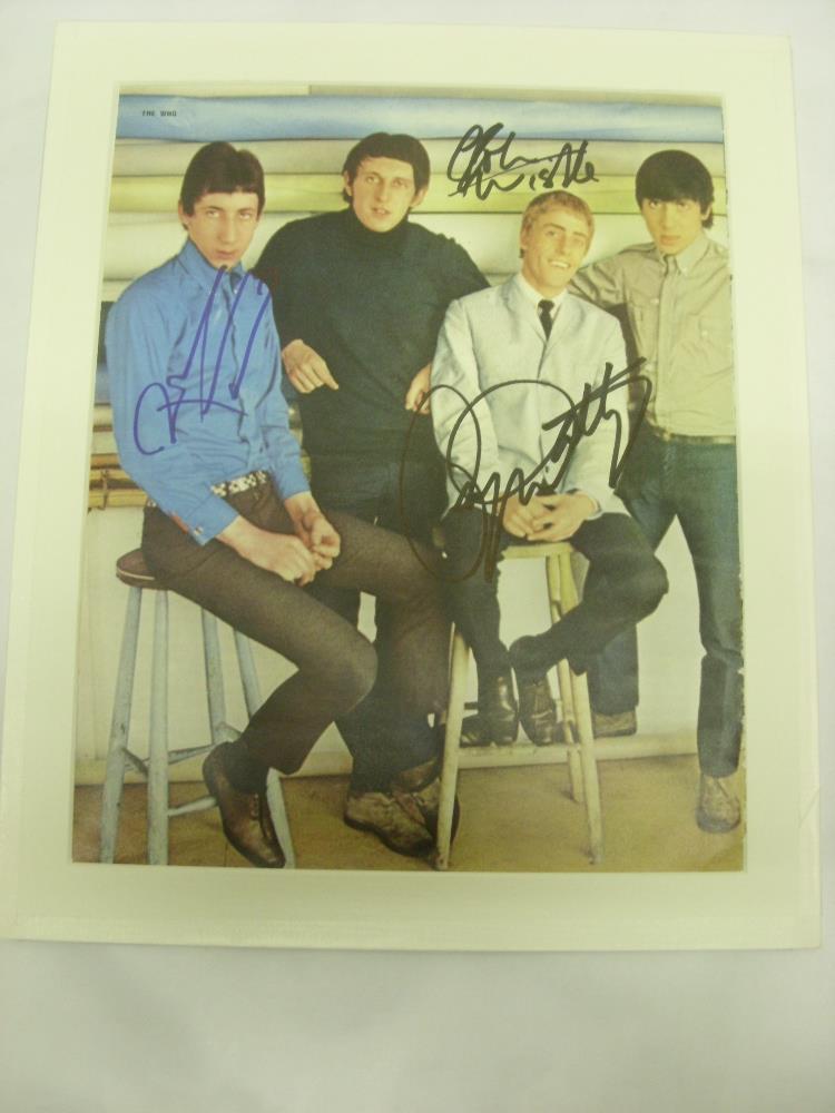 Pop Music, The Who, an autographed magazine picture, signed by 3 members of the group, Daltrey,