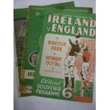 Northern Ireland v England, a collection of 3 programmes from games played at Windsor Park, in