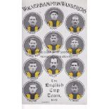 WOLVERHAMPTON WANDERERS Wolves portrait postcard for the English Cup team 1908 from the Wultruna