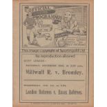 MILLWALL RESERVES 1912 Home programme for the Kent League match v. Walthamstow Grange 26/12/1912,