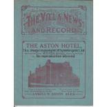 ASTON VILLA V WEST BROMWICH ALBION 1921 Programme for the League match at Villa 15/10/1921, very