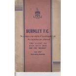 BURNLEY Official brochure, The Story of Our Epic Bid For the Double covering the 1946/7 season.