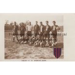 BARCELONA FC Rare postcard team group of CF Barcelona 1921/22. The picture was taken before their