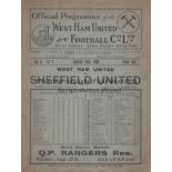 WEST HAM UNITED V SHEFFIELD UNITED 1928 Programme for the League match at West Ham 25/8/1928,