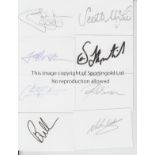 ALL BLACKS 1997 Twenty four white cards signed by the members of the 1997 All Blacks Touring