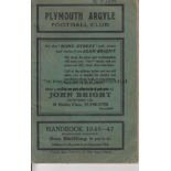 PLYMOUTH 1946-47 Plymouth Argyle handbook, 1946-47, 56 pages, tape along centre pages , name on