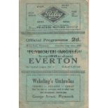 PLYMOUTH - EVERTON 1930 Plymouth Argyle home programme v Everton, 30/8/1930, Division 2, Everton won