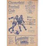 CHESTERFIELD V BURY 1945 Programme for the FL North match at Chesterfield 26/12/1945, slight