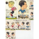 FOOTBALL CARICATURES Two postcard sized signed caricature cards produced by Mickey Darling and