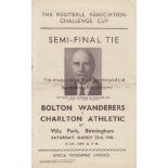 1946 FA CUP SEMI-FINAL Bolton v Charlton at Villa Park 23/3/1946, slightly worn at horizontal