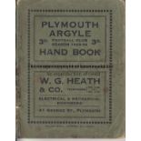 PLYMOUTH 1923-24 Plymouth Argyle handbook , 1923-24, 80 pages, numerous photographs, a few minor