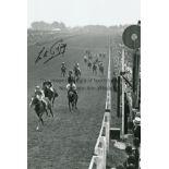 LESTER PIGGOTT B/W, photo 12" x 8", showing 19 year old Lester Piggott winning the 1954 Epsom