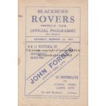 BLACKBURN ROVERS V NEWCASTLE UNITED 1945 Programme for the FL North match at Blackburn 1/12/1945,