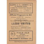 PLYMOUTH - LEEDS 47 Plymouth home programme v Leeds United 17/9/47, mid week home game. Good