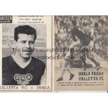 VALLETTA - DUKLA Programmes for both legs of the European Cup tie 1963-4 between Valletta (Malta)