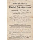 CLAPTON V GNOME 1919 Single sheet programme for the FA 5th Qualifying Round at Clapton, 1919 -20,